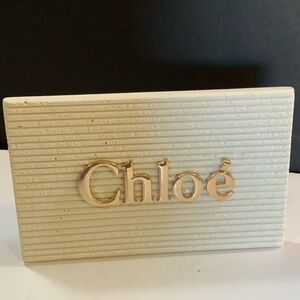Chloé Logo Plaque Store Display Gold Tone Self Standing Advertising #52